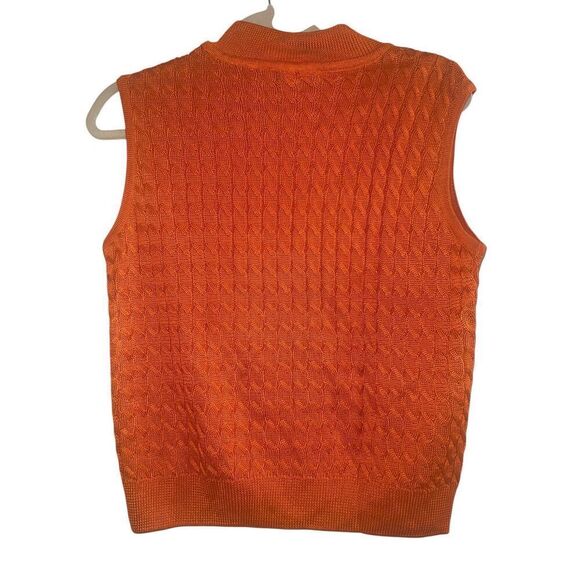 ✨Griffith Gray for St. John Cable Knot Sleeveless Crewneck Orange Sz M Sweater✨ - Picture 2 of 6